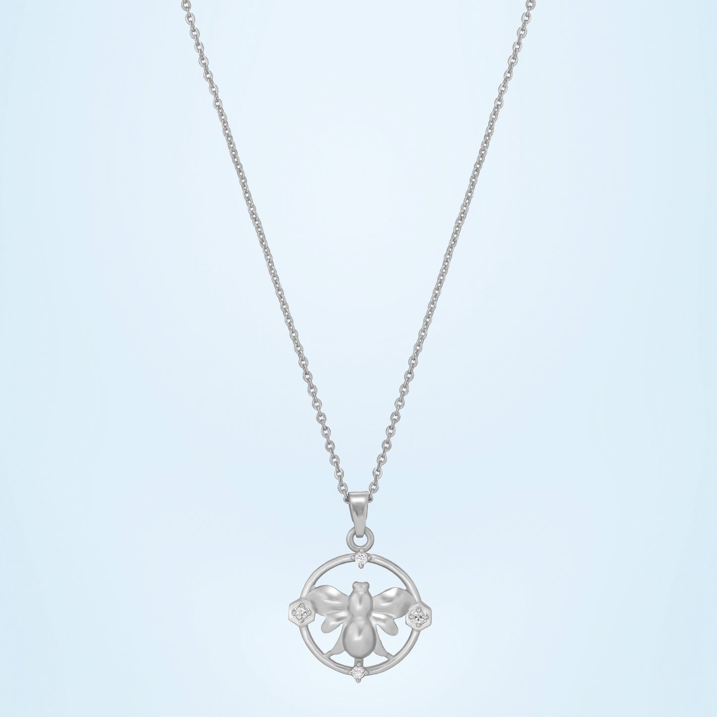 silver queen bee necklace