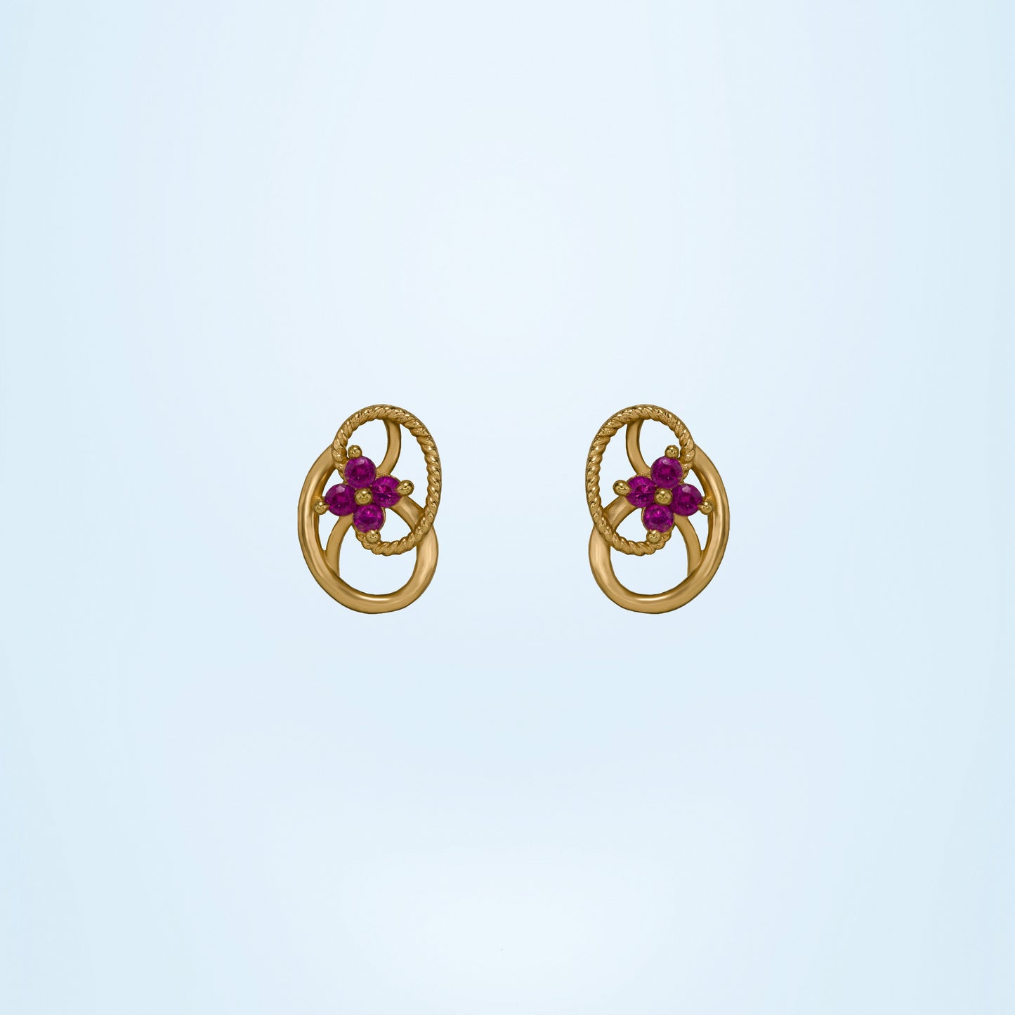 red bloom floral earrings