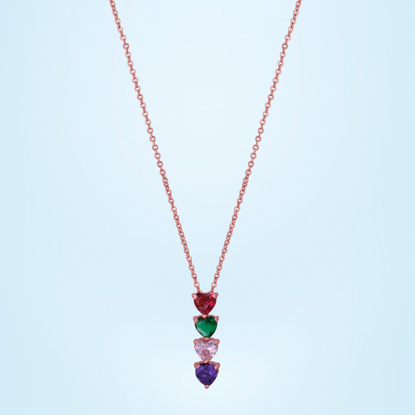 rose gold hearts necklace