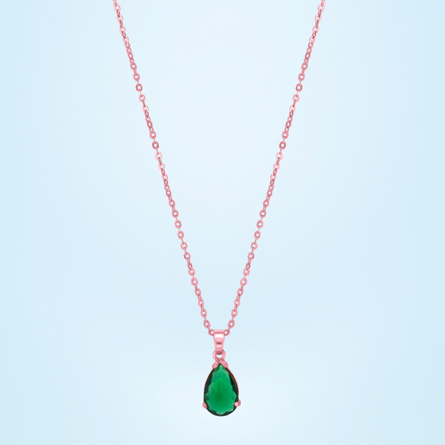 rose gold green drop pendant