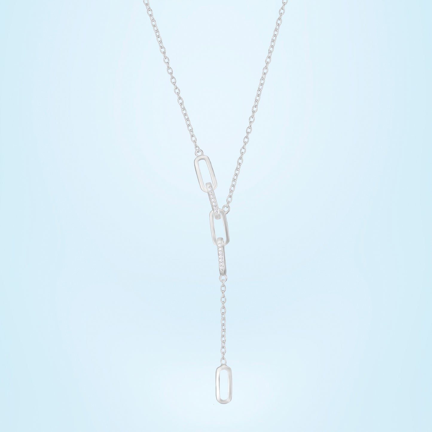 silver modern links necklace