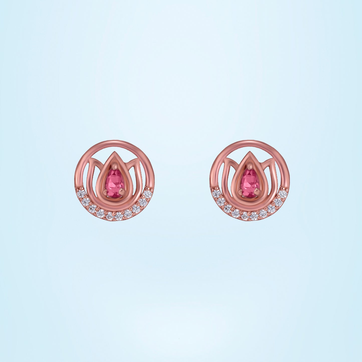 lotus bloom rose gold stud