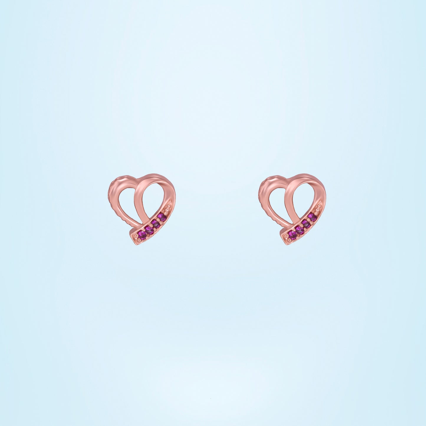 amore rose gold heart stud