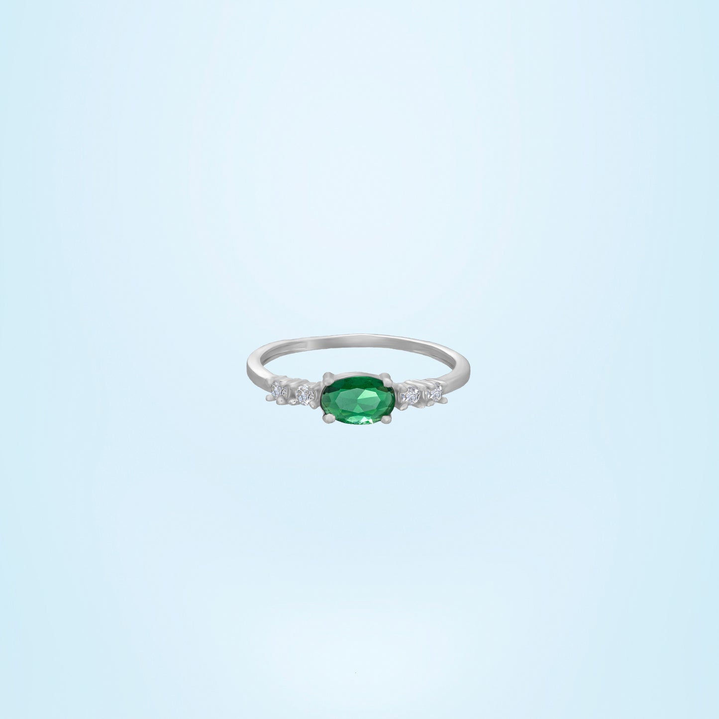 silver red emerald elegance ring