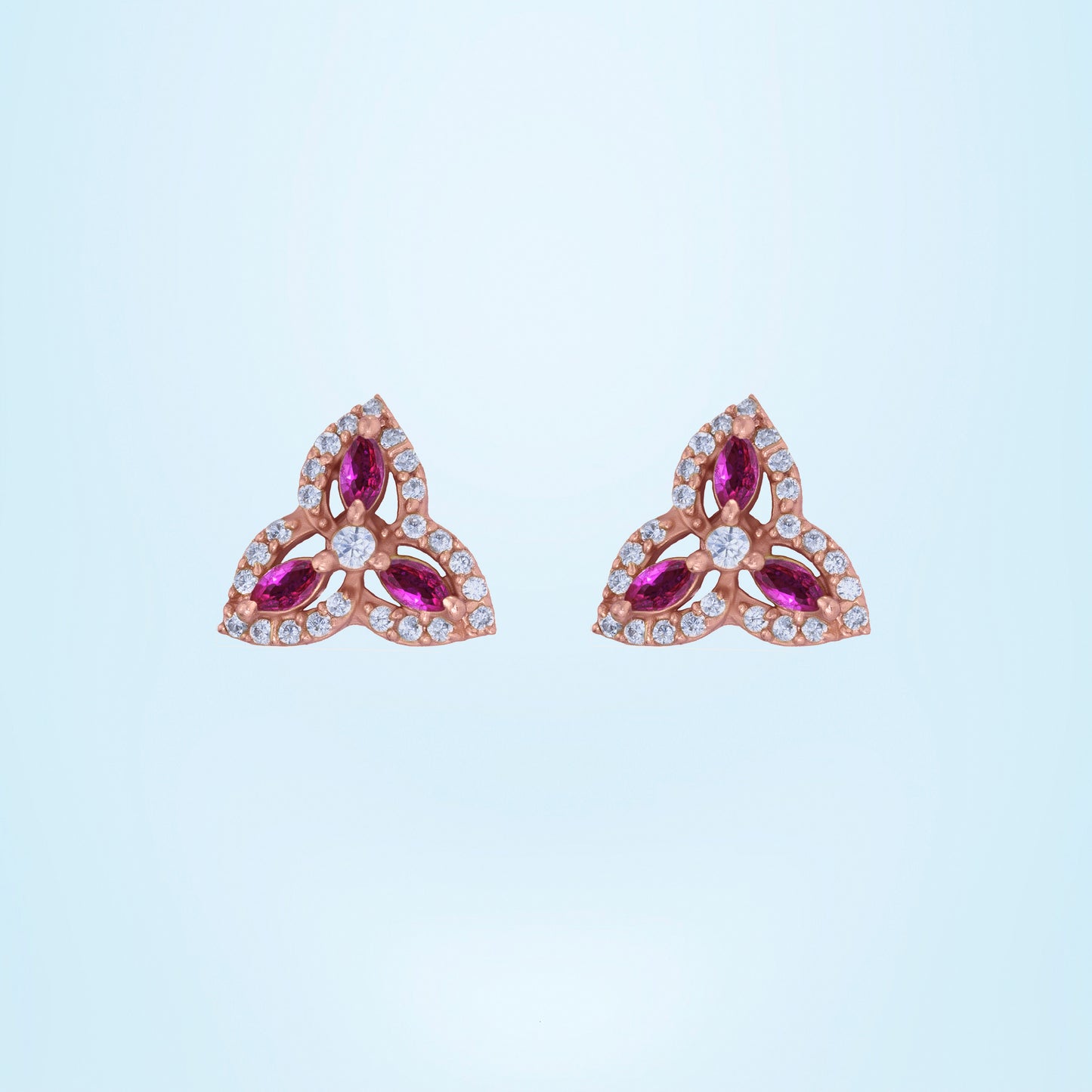 rose gold trinity earrings