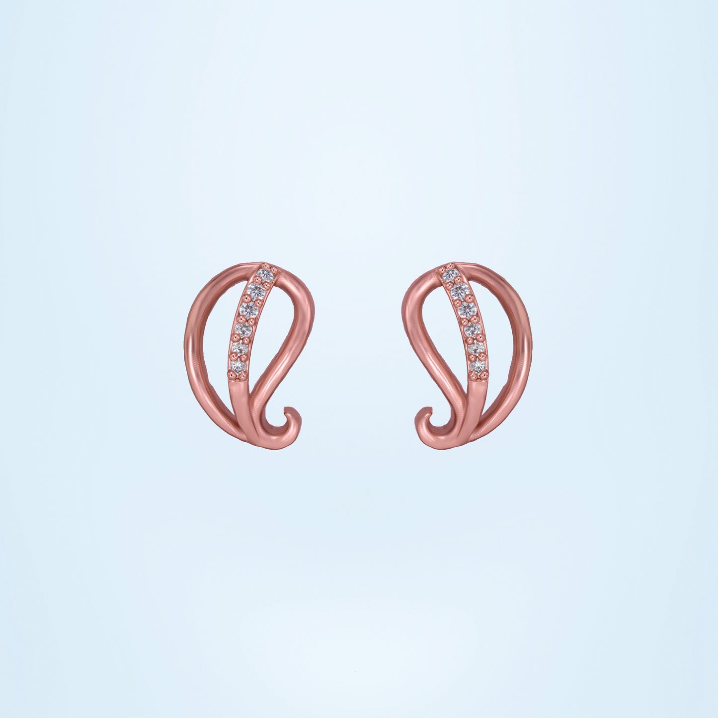 serene swirl rose gold stud