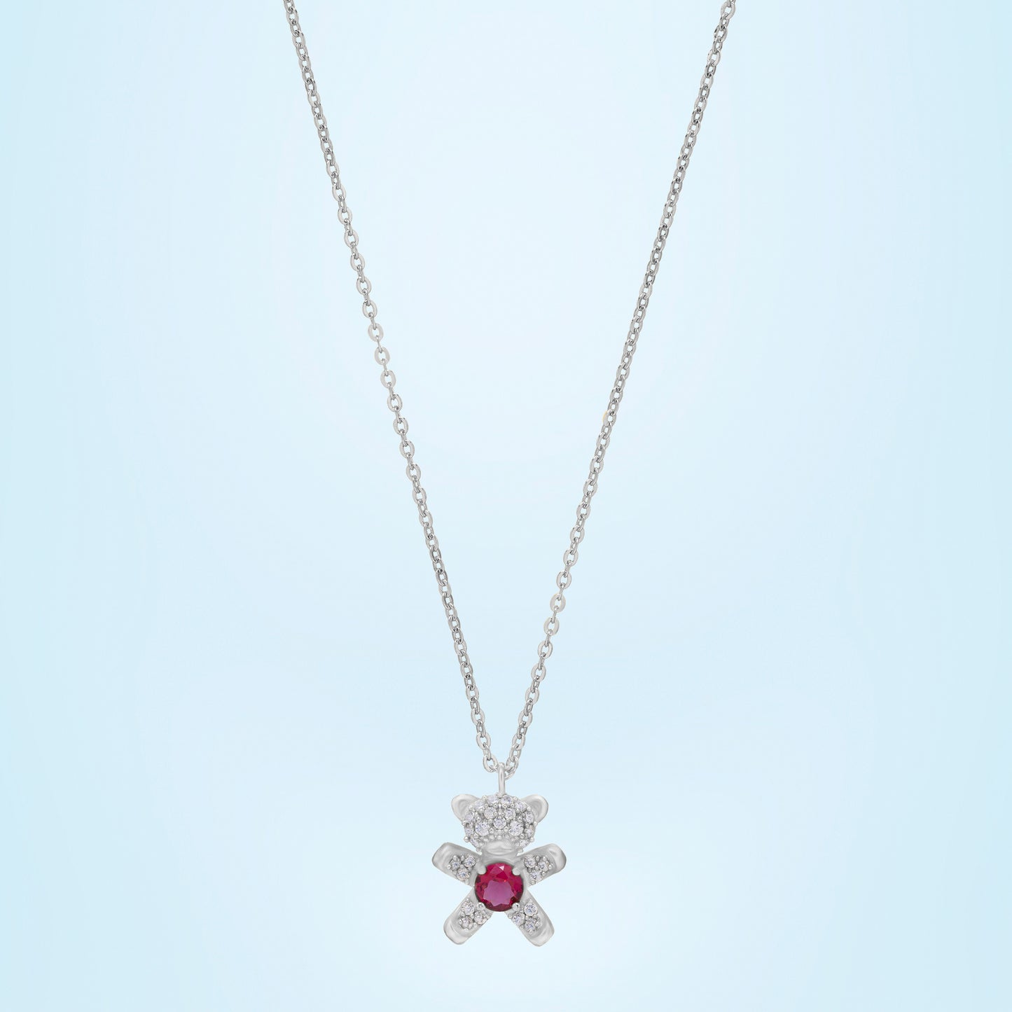 silver teddy love pendant