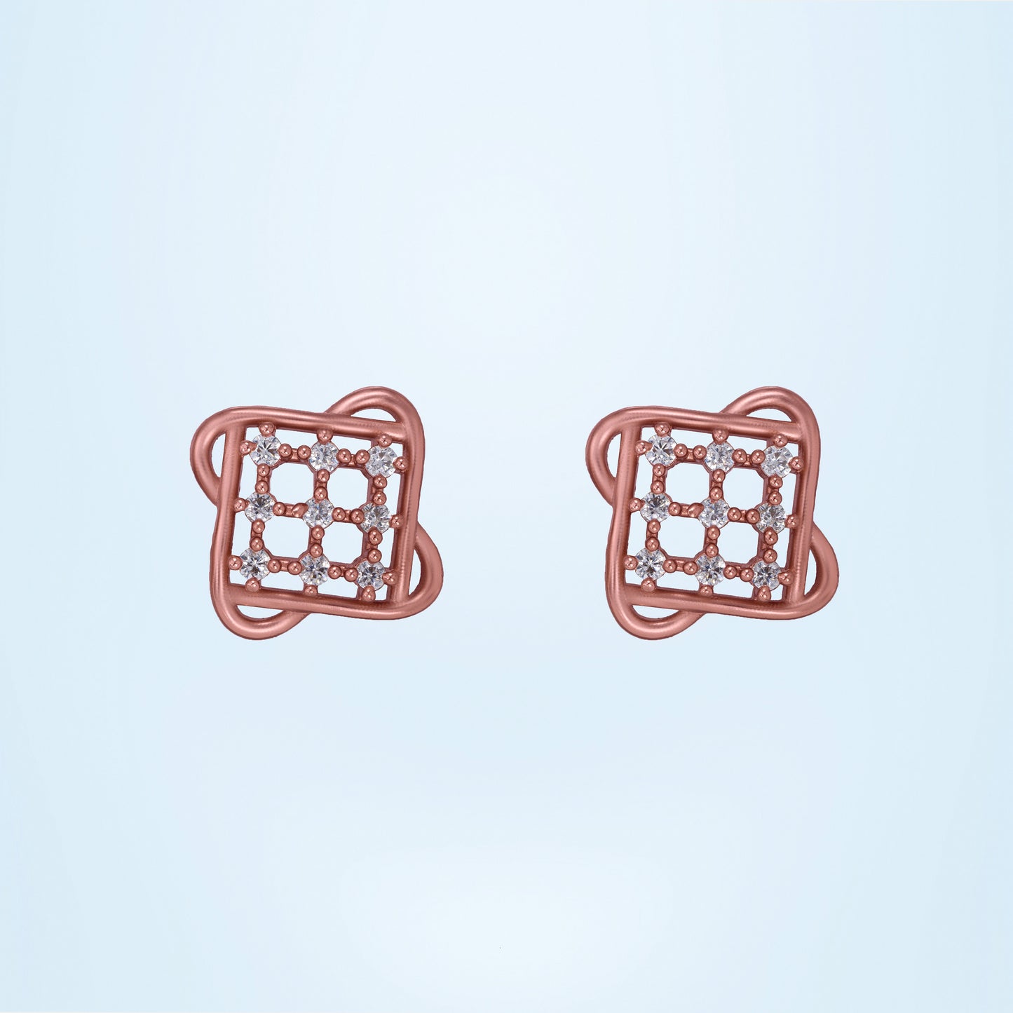 grid rose gold stud