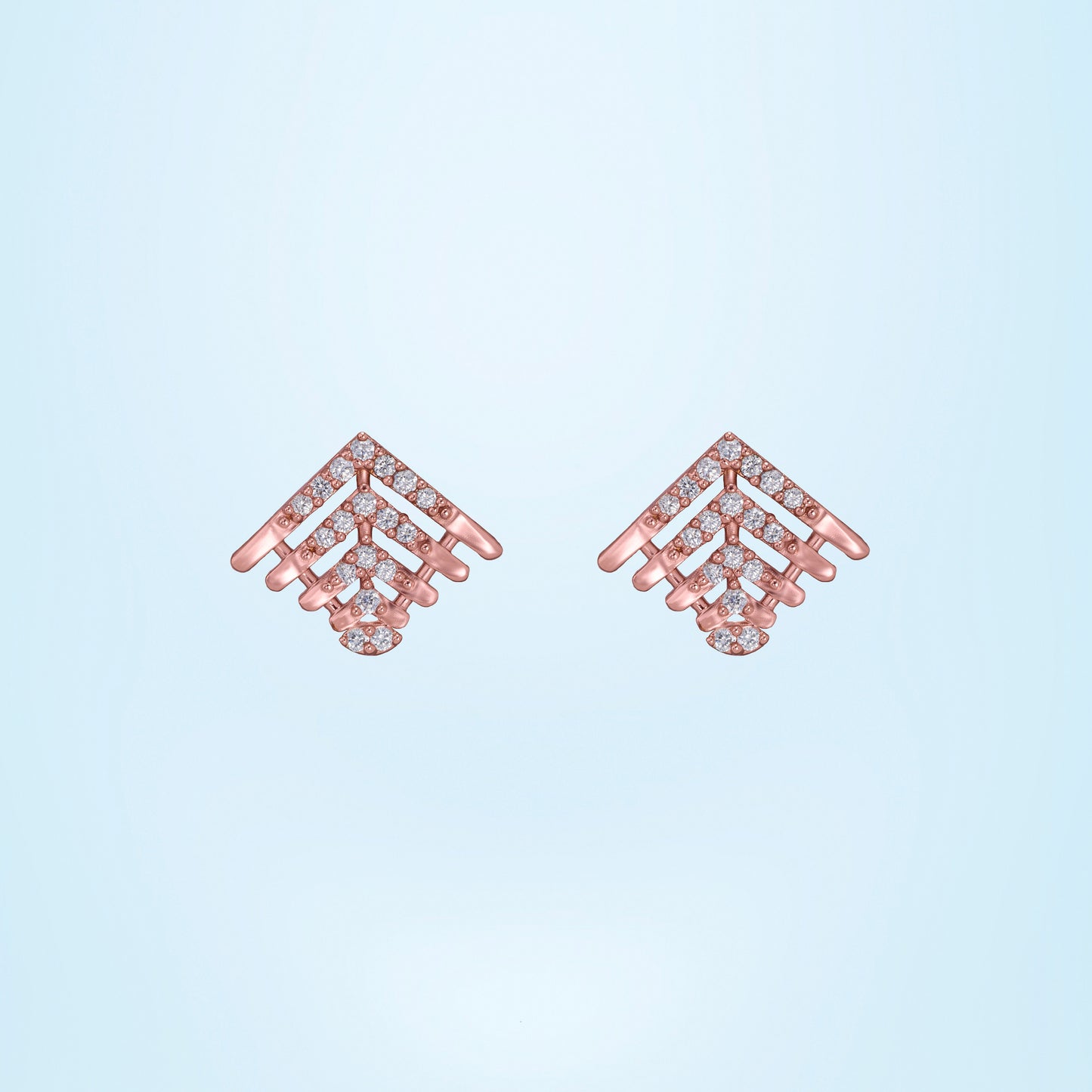 radiant arrow rose gold stud