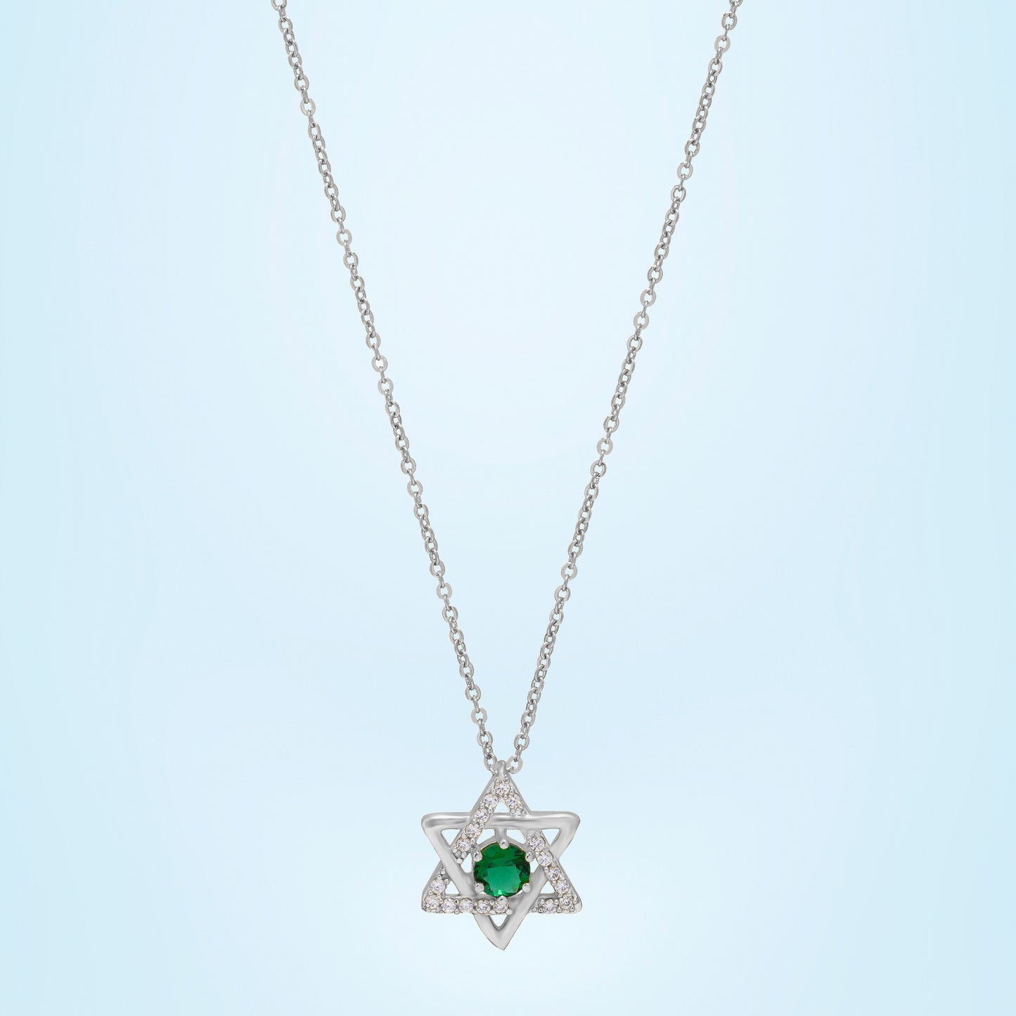 silver green star of elegance pendant