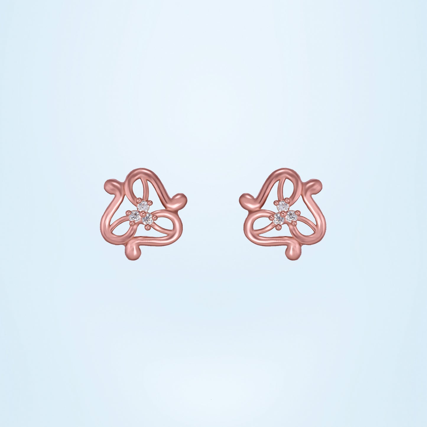 floral rose gold stud