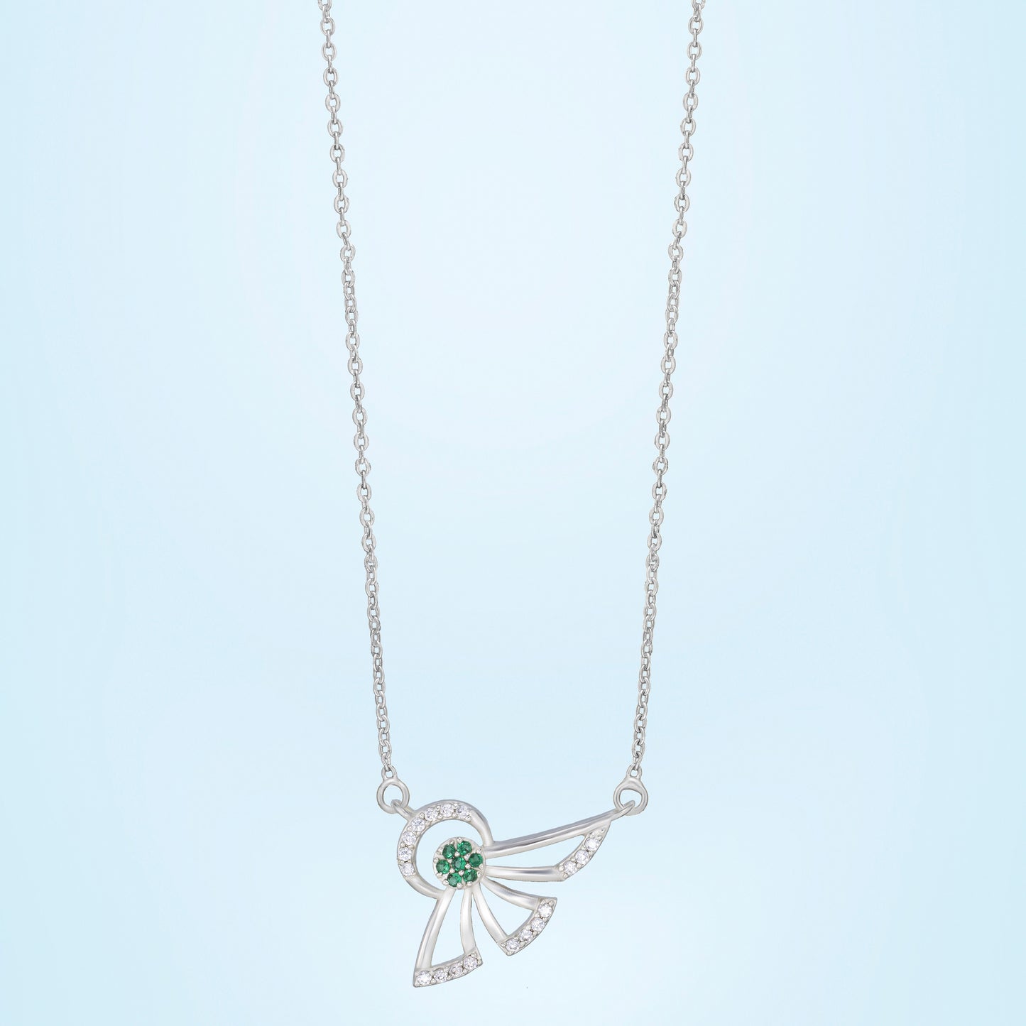 silver emerald flight necklace