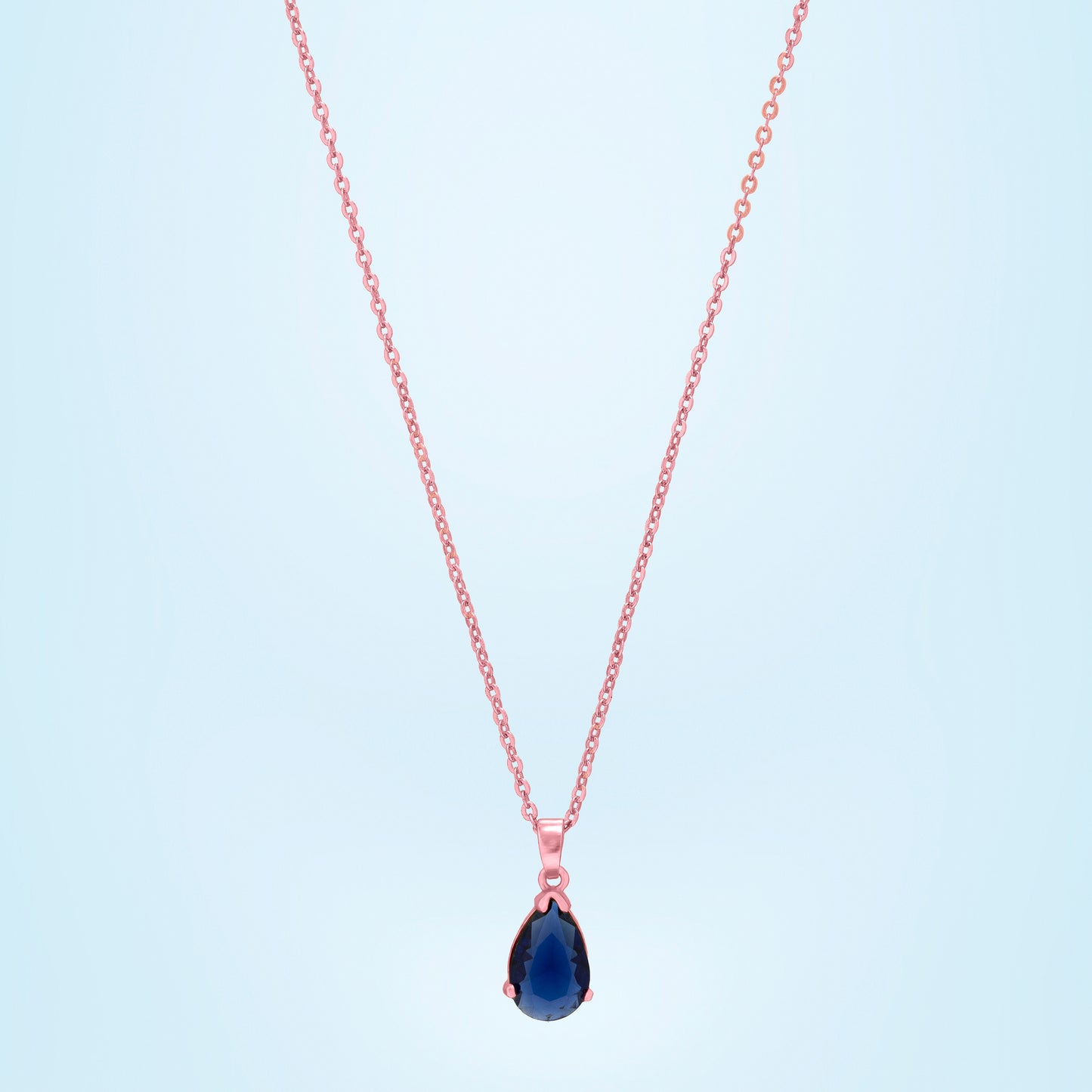 rose gold blue drop pendant