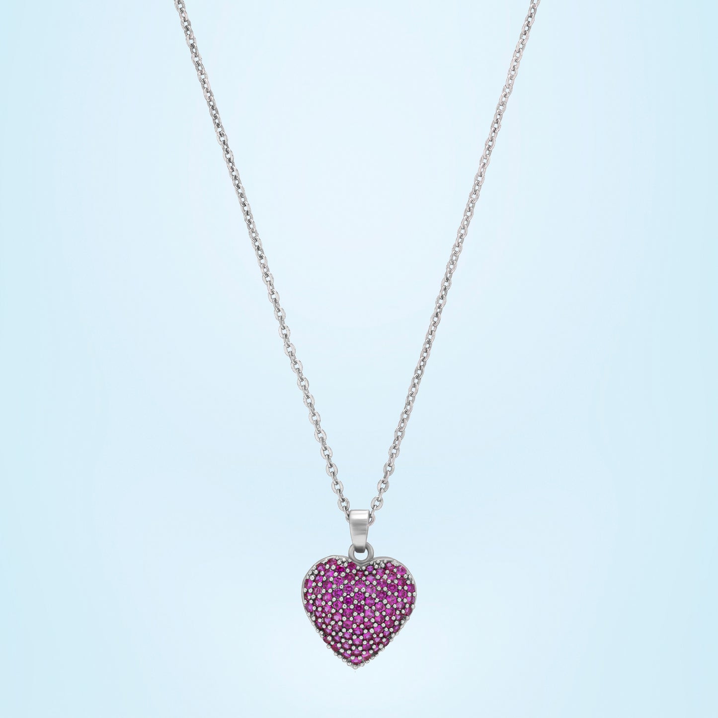 silver red spark heart pendant