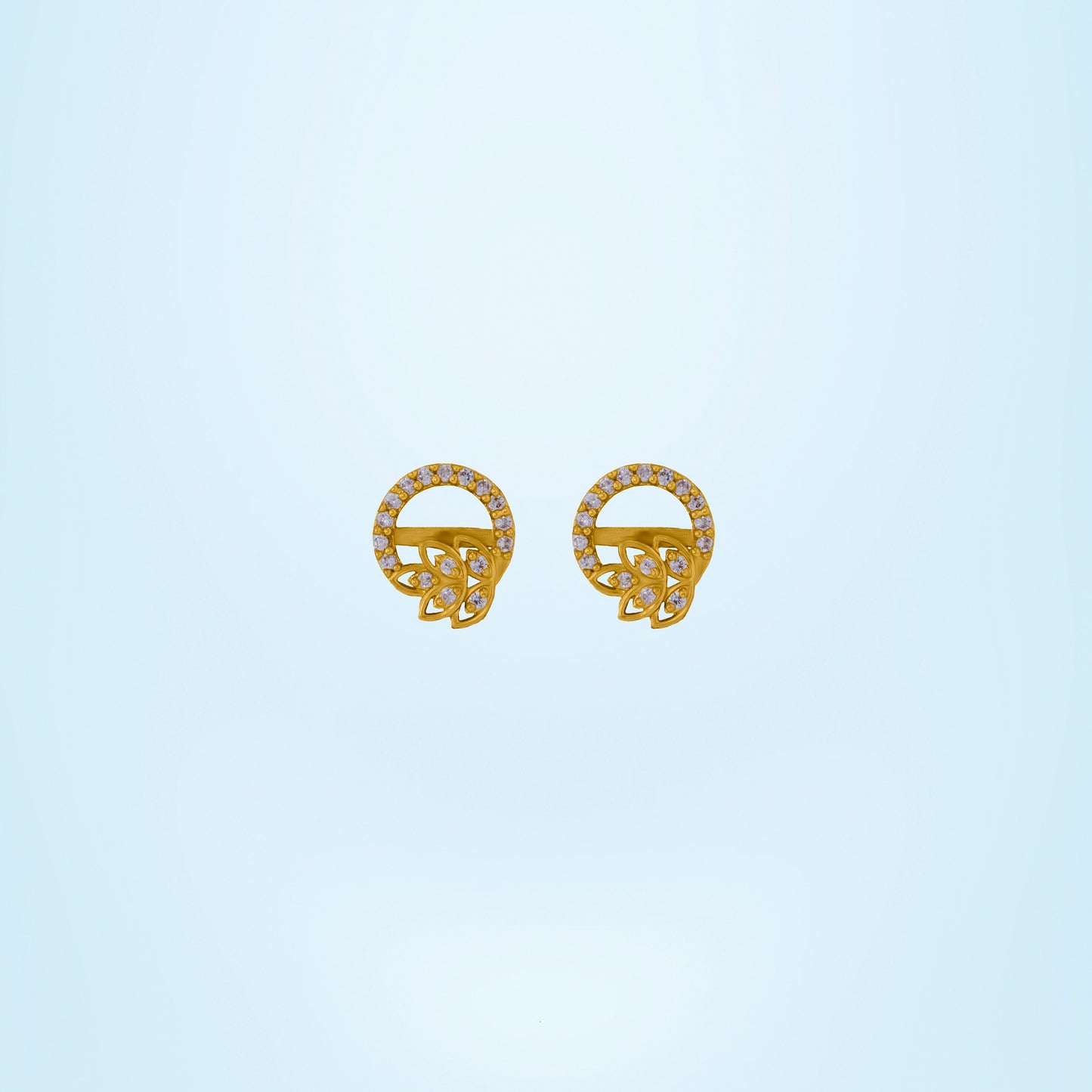 white halo leaf studs