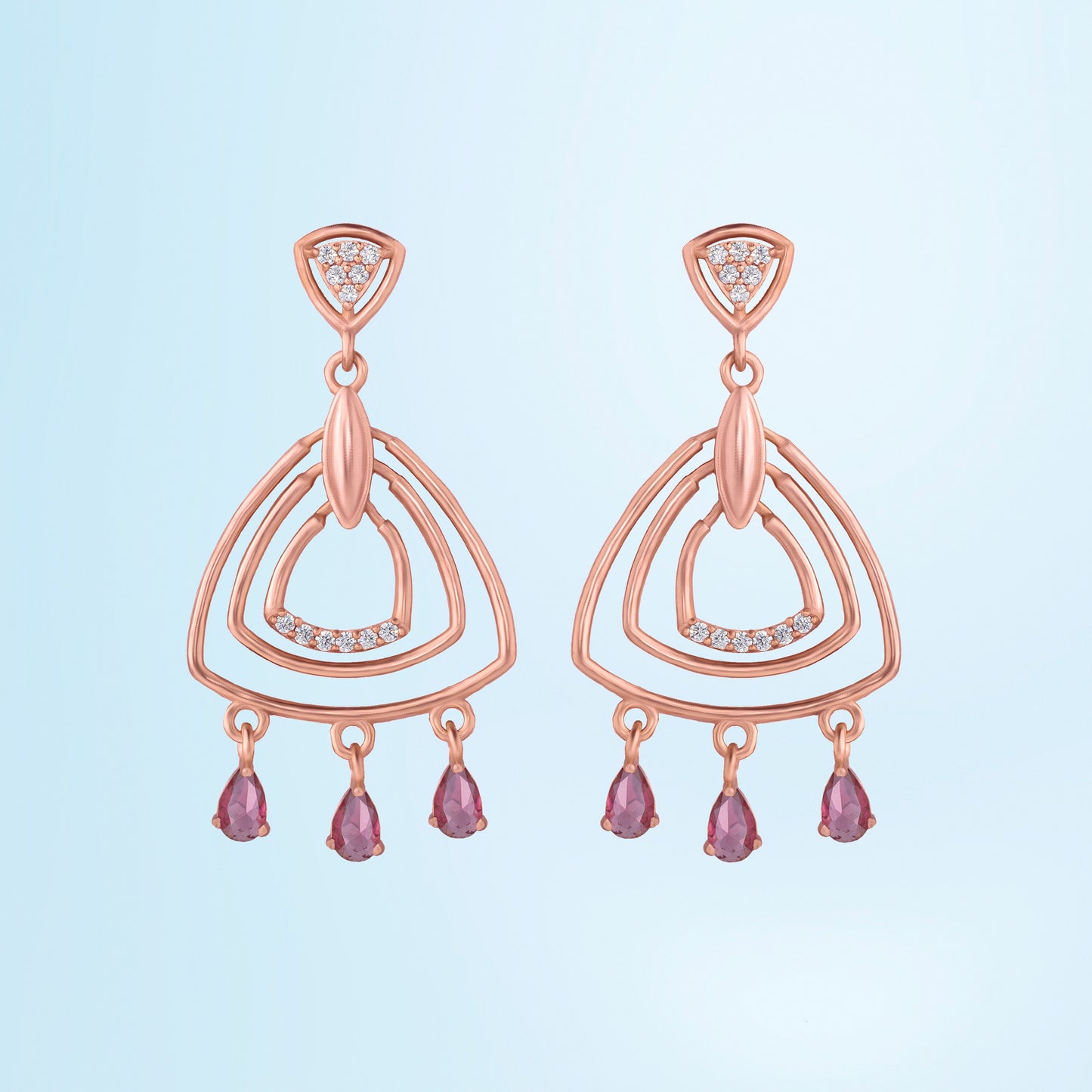 rose gold cascade earrings