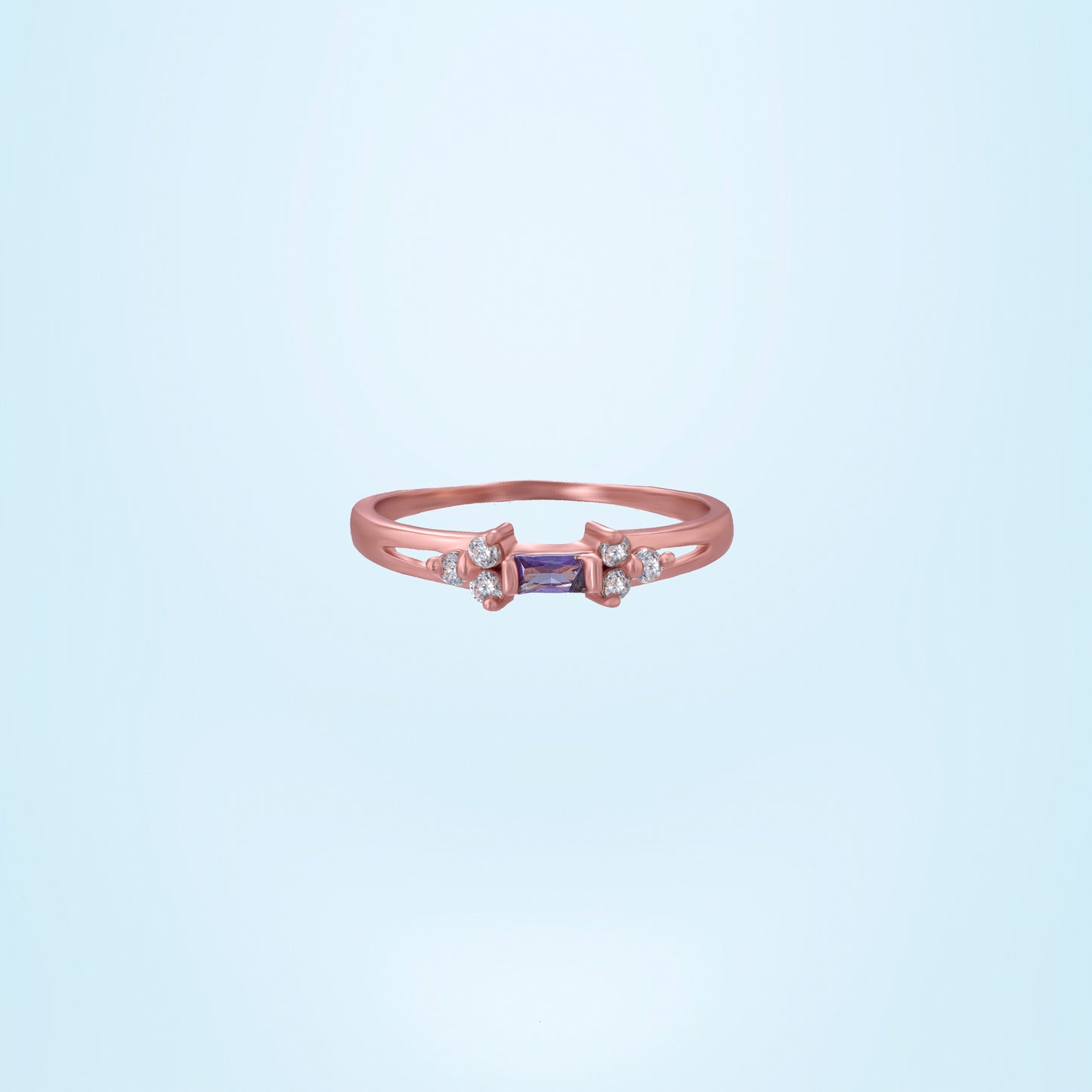twilight red spark rose gold band ring