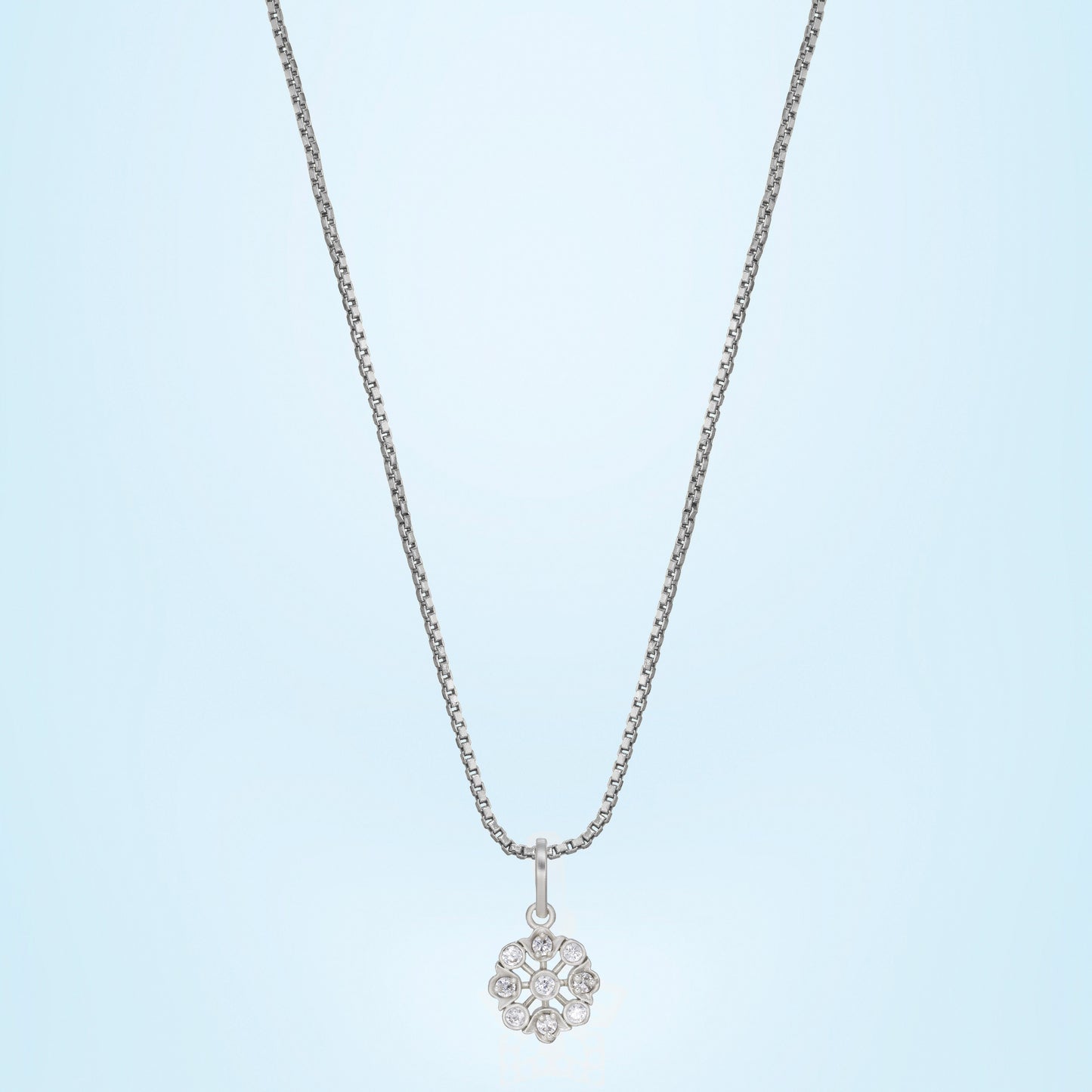 silver white celestial blossom pendant