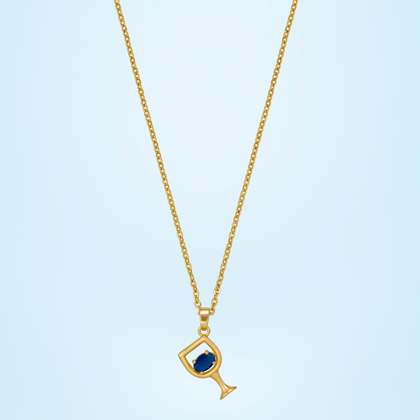 blue wine glass pendant