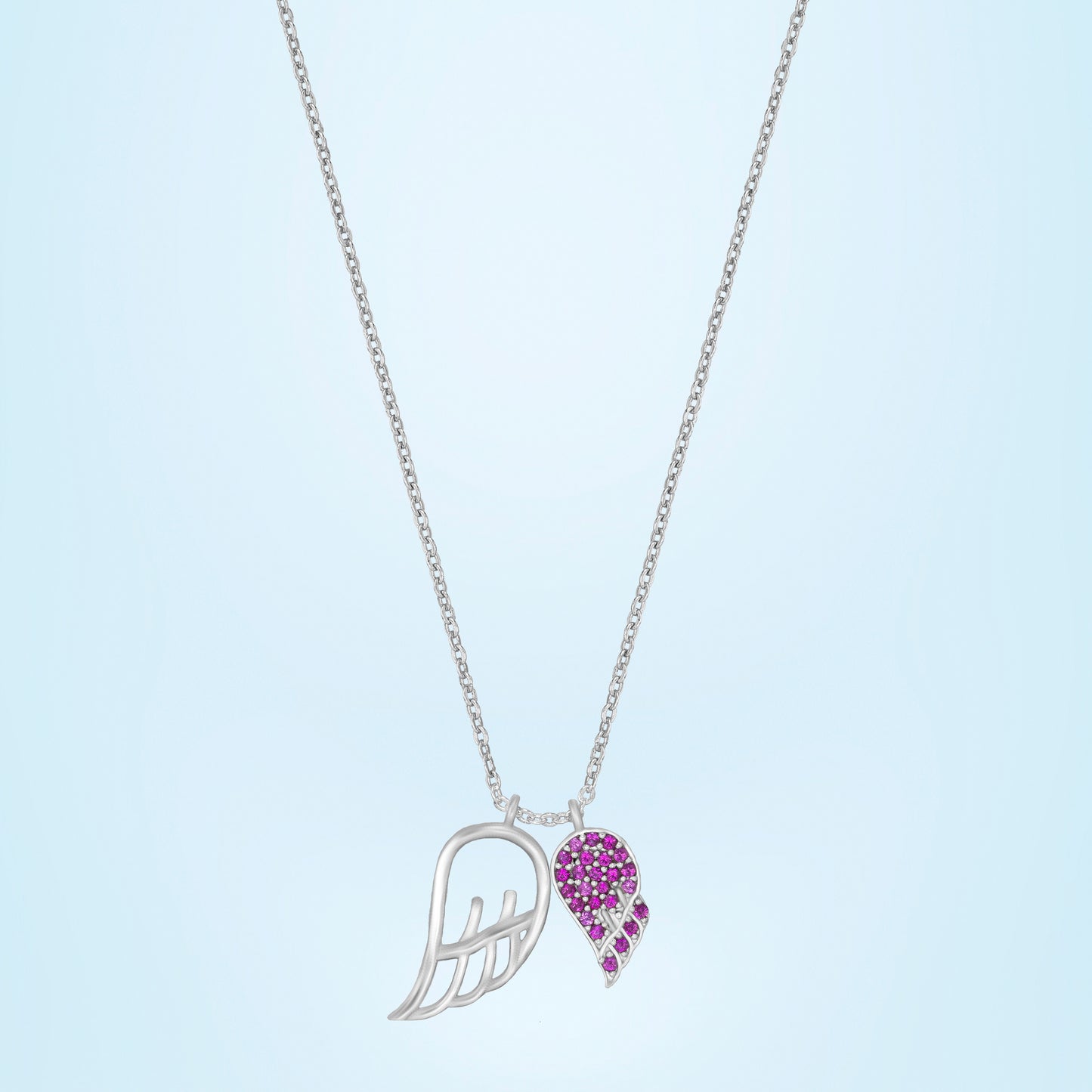 silver angel's heart necklace