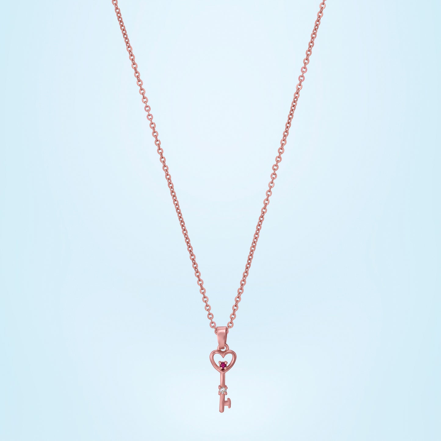 rose gold key heart pendant