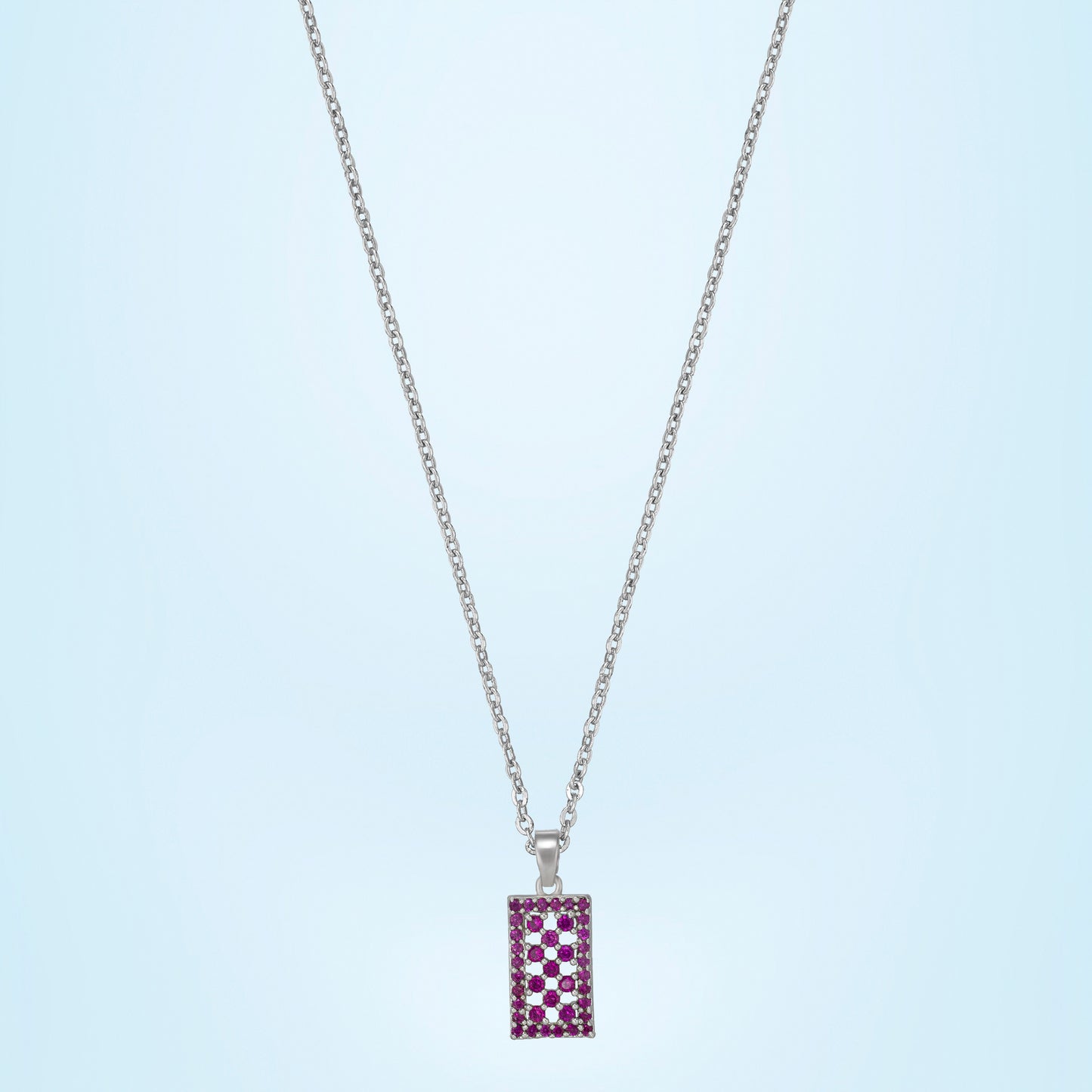 silver radiant red statement pendant