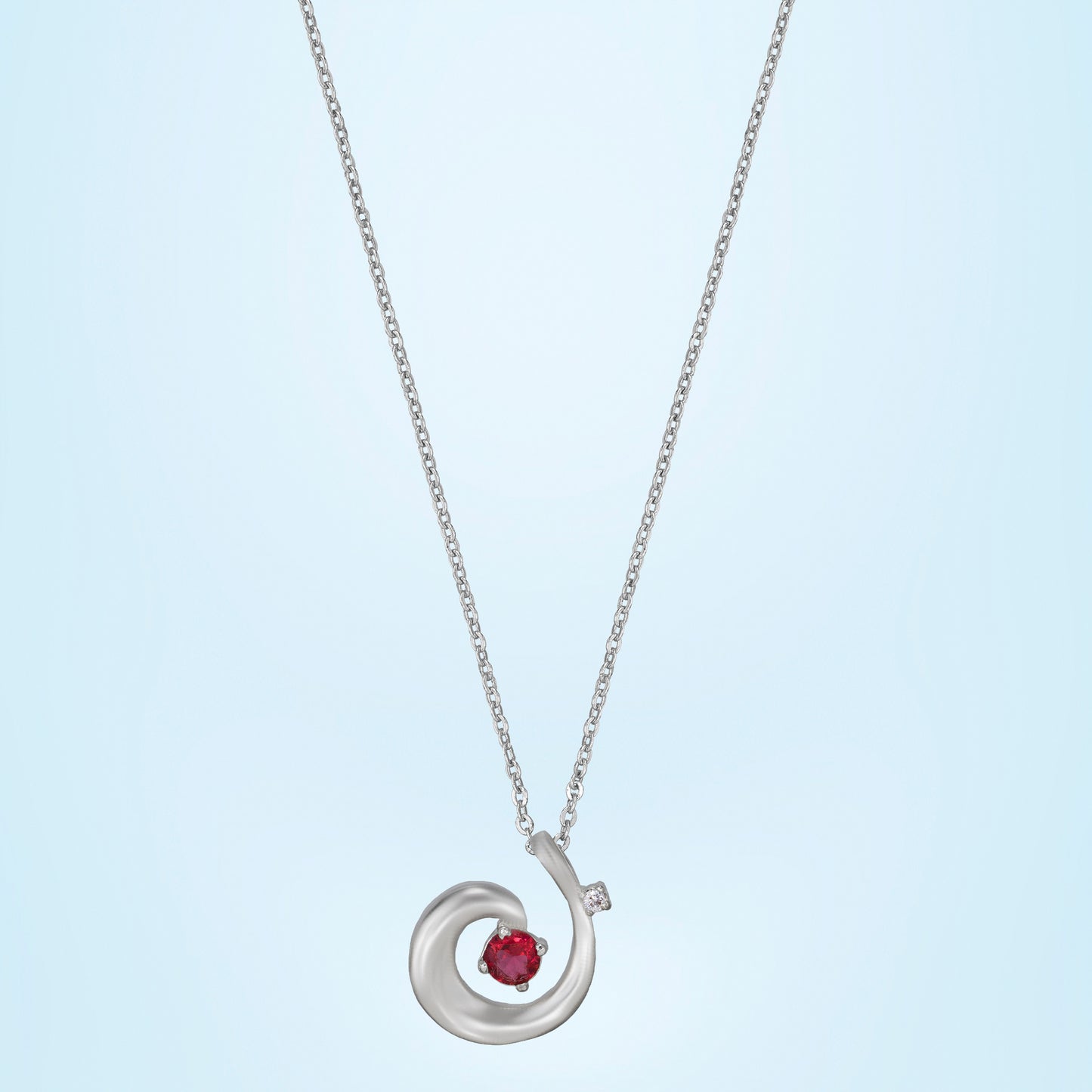 silver scarlet swirl pendant
