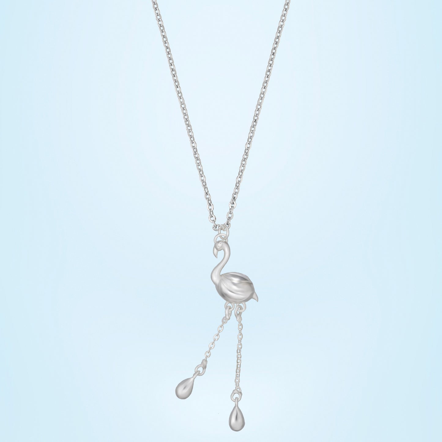 silver flamingo necklace