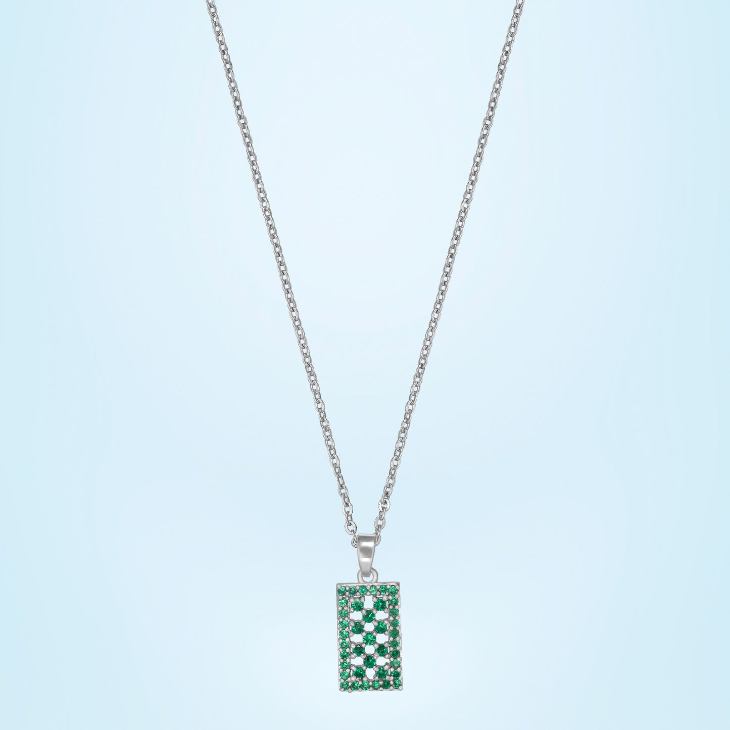 silver radiant green statement pendant