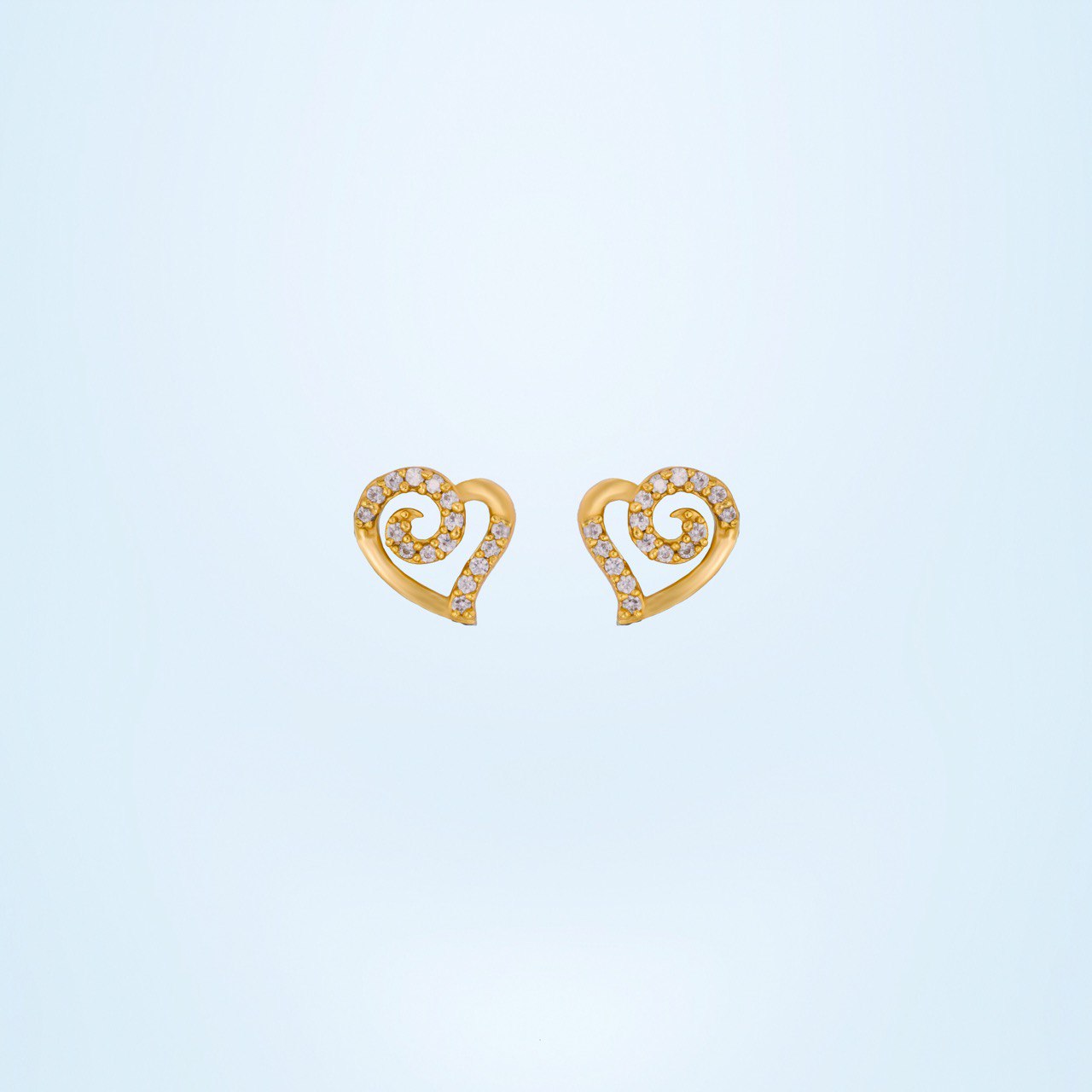 swirl heart stud earrings