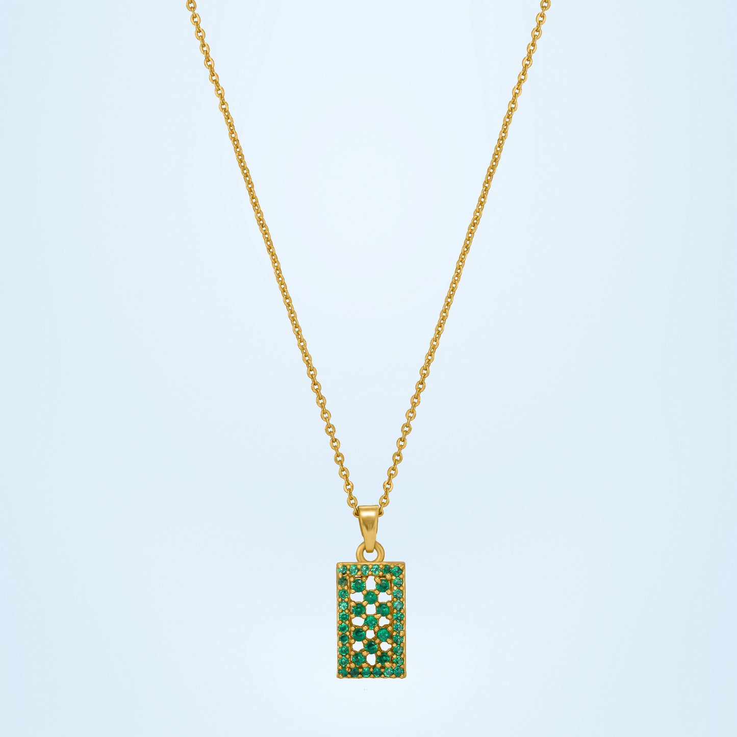 green radiant rectangle charm