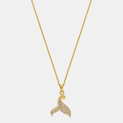 Golden Necklace with a Diamond Dolphin Pendant