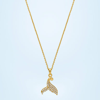 Golden Necklace with a Diamond Dolphin Pendant