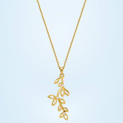 Golden Necklace with a Leaf Design on it