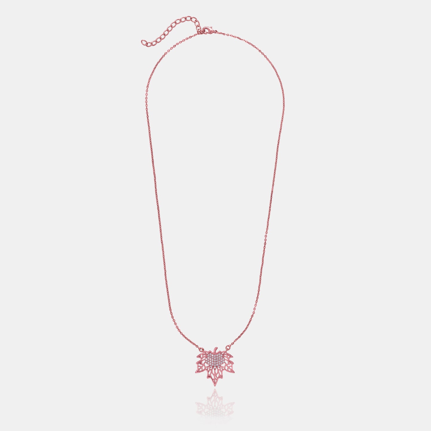 rose gold necklace with a diamond flower pendant