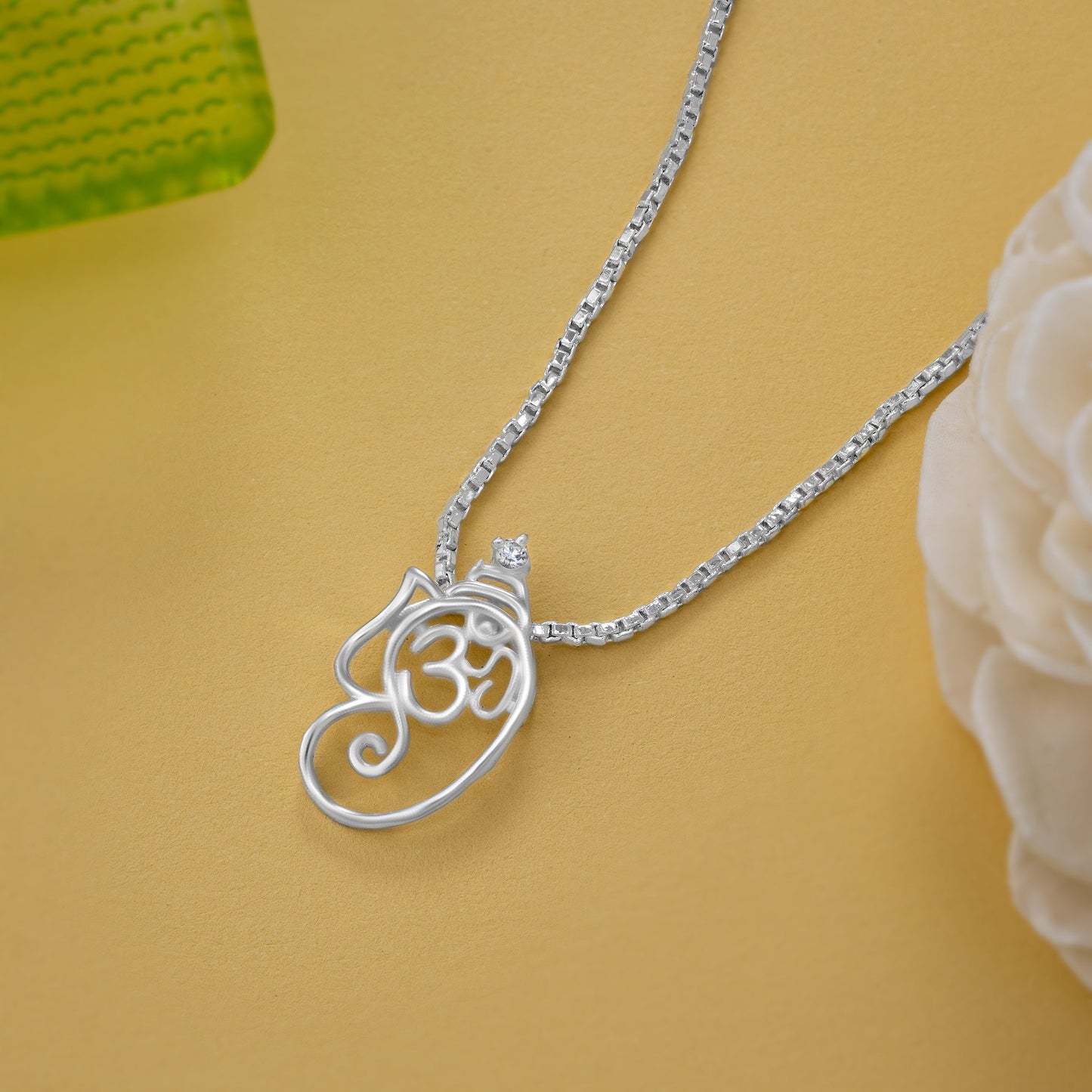 silver necklace with om pendant