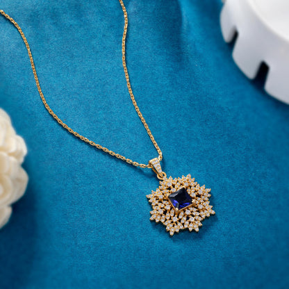 Beautiful Golden Necklace with a Captivating Stone Pendant