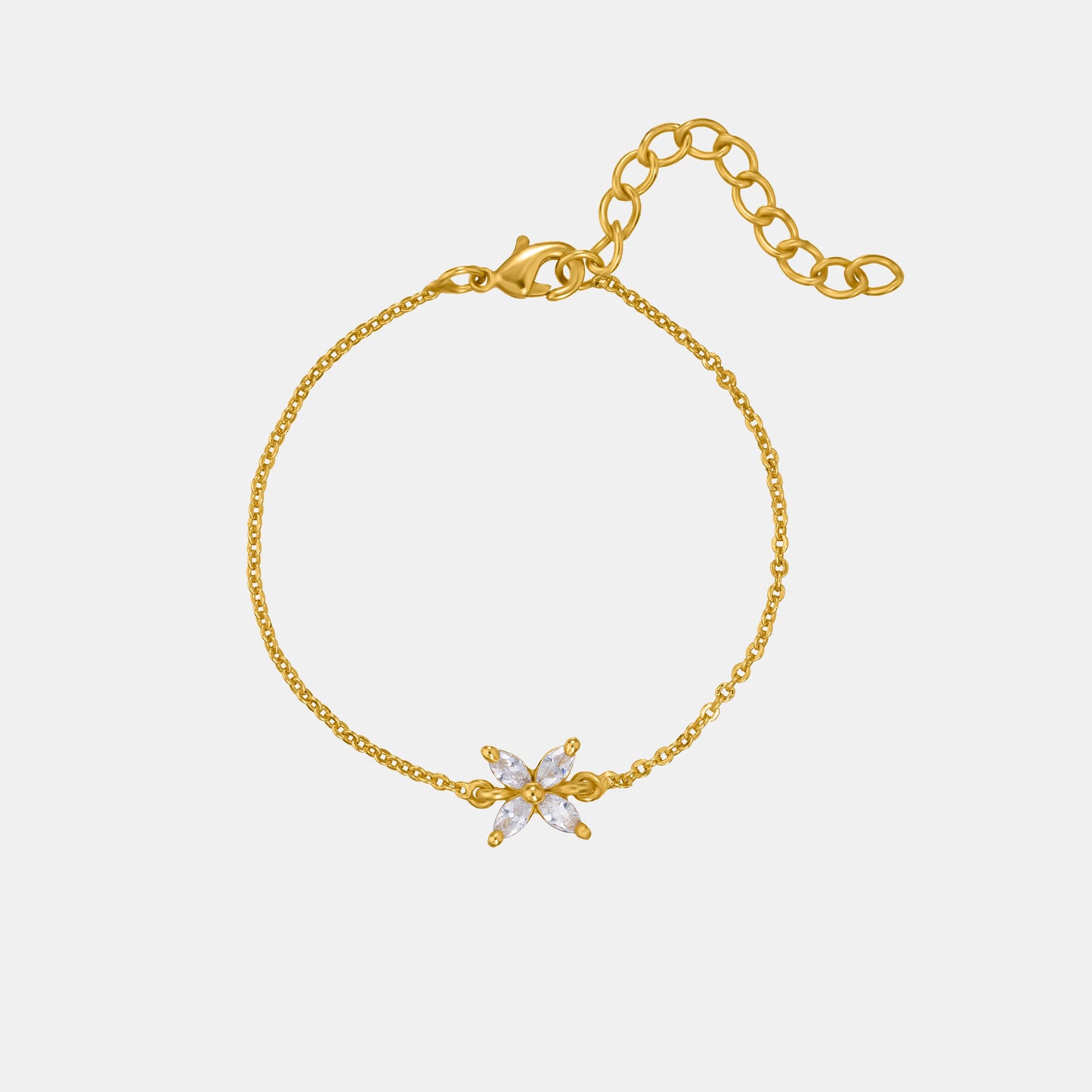 golden bracelet with a small white butterfly