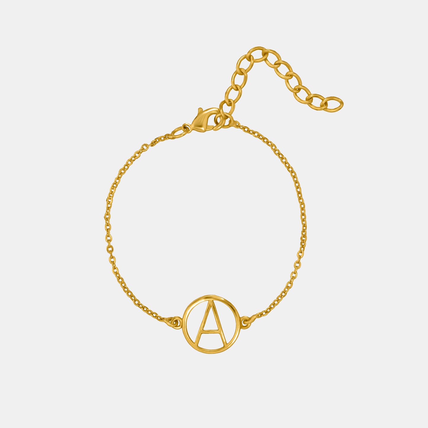 golden bracelet with letter a