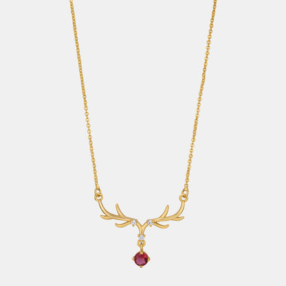 The Golden Deer Necklace with a Stone