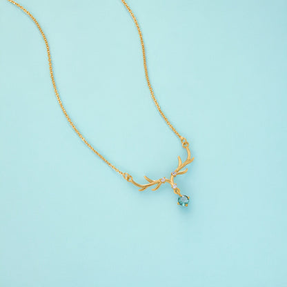 The Golden Deer Necklace with a Stone