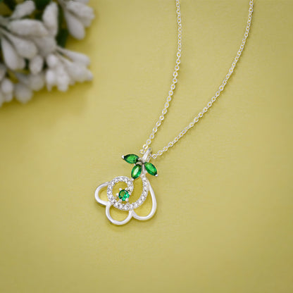 Silver Green Luminous Heart Necklace