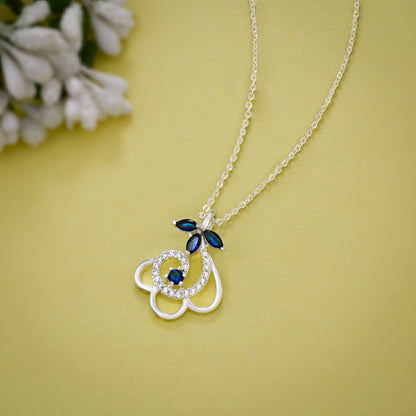 Silver Blue Luminous Heart Necklace