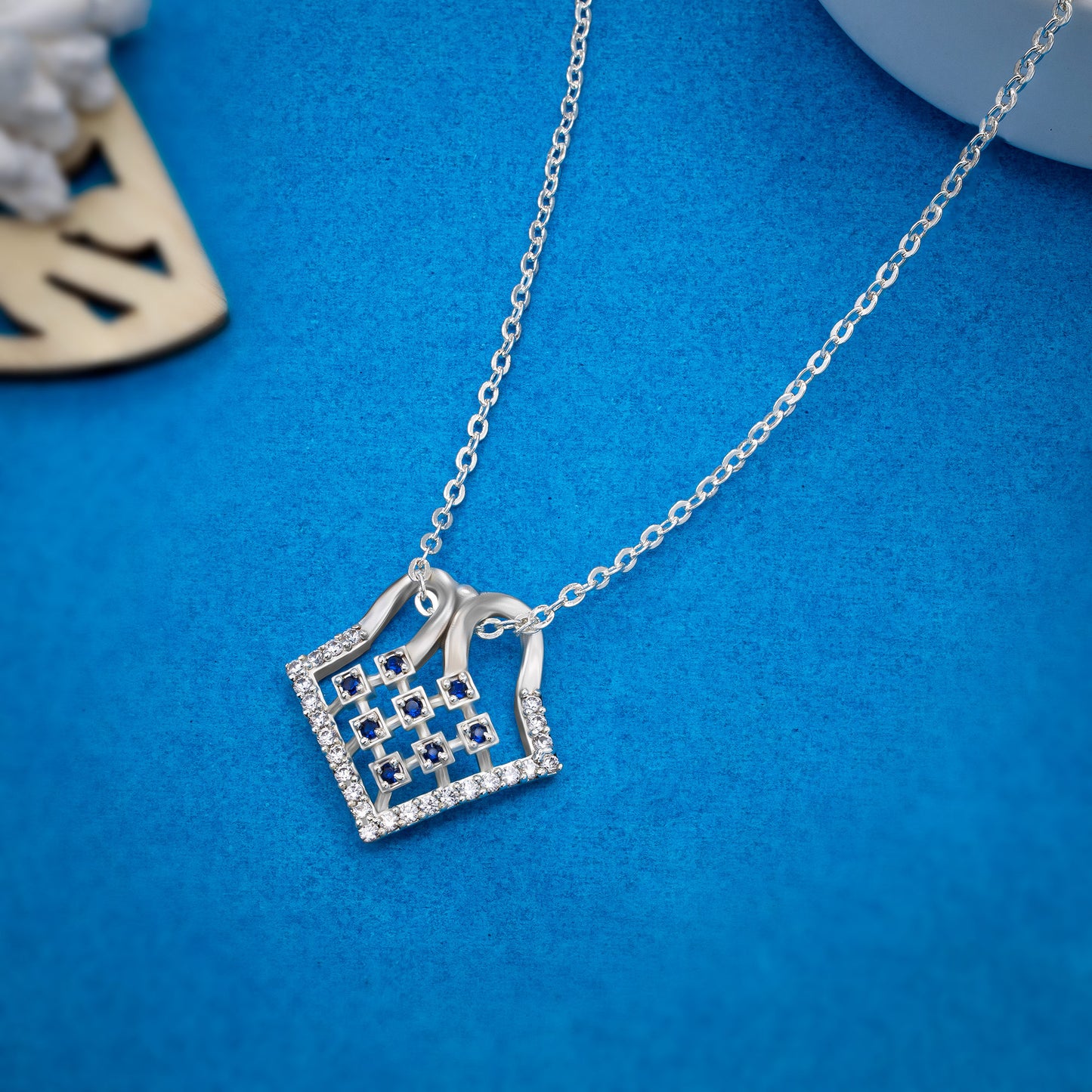 silver square pendant