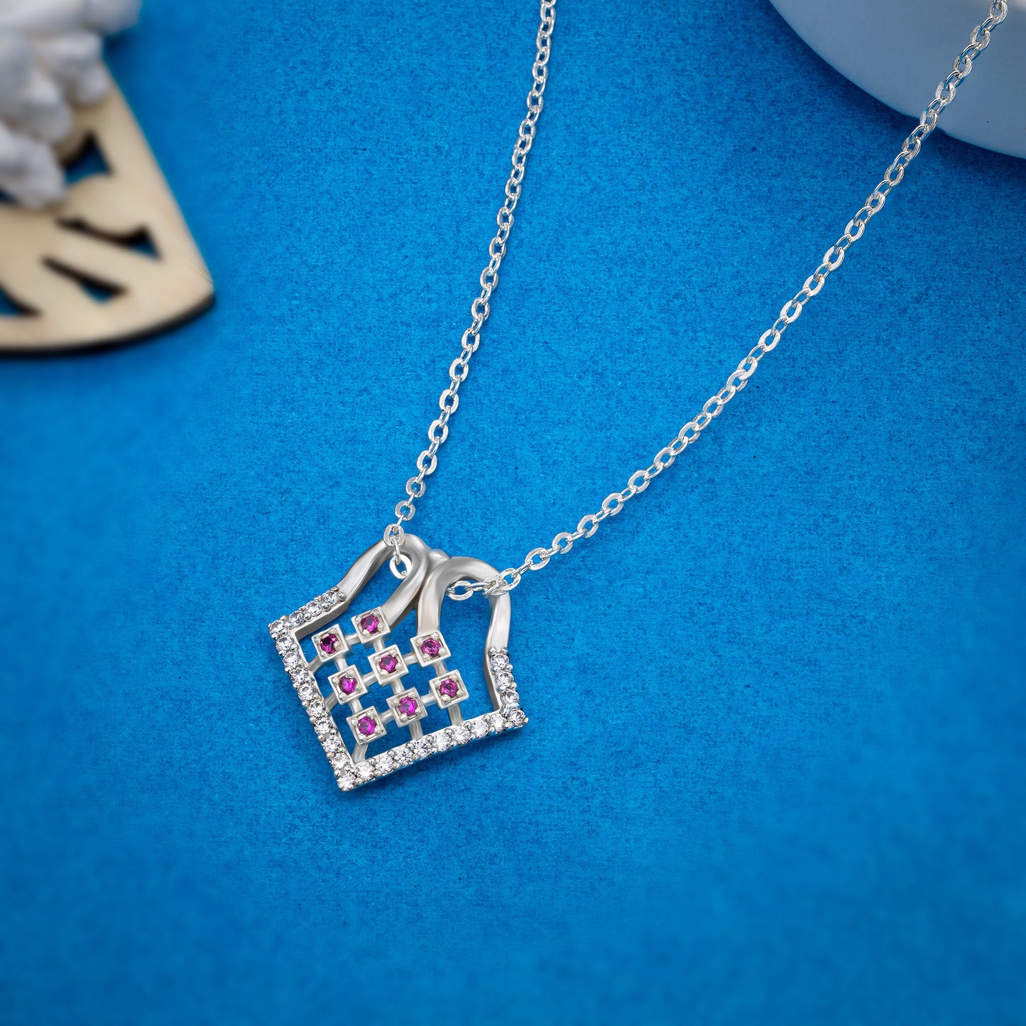 silver square pendant