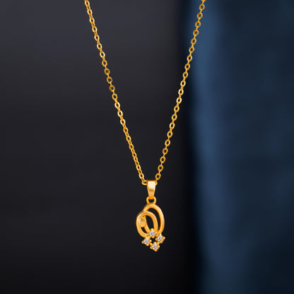 Golden Necklace with a Diamond Pendant