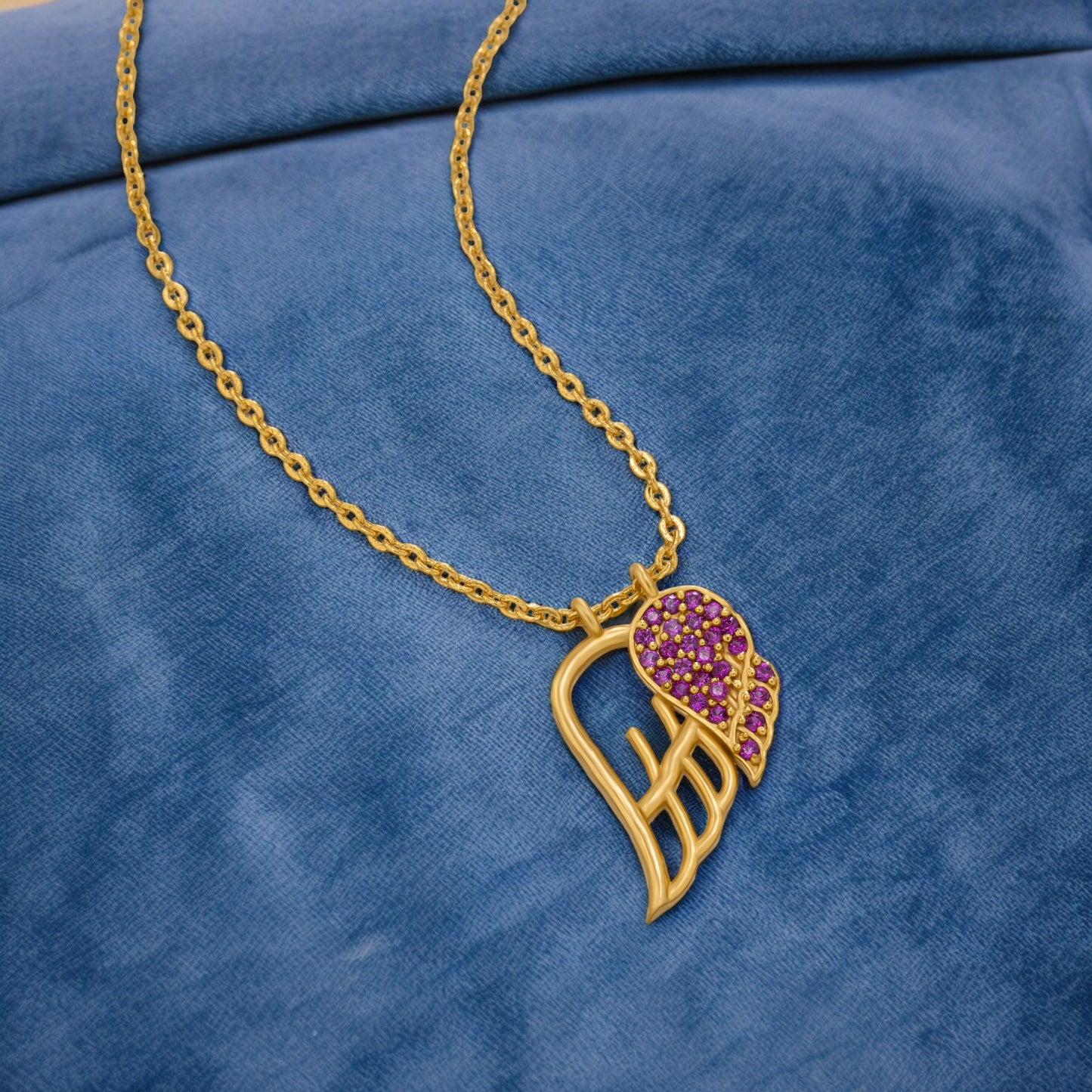 golden necklace with a stone heart