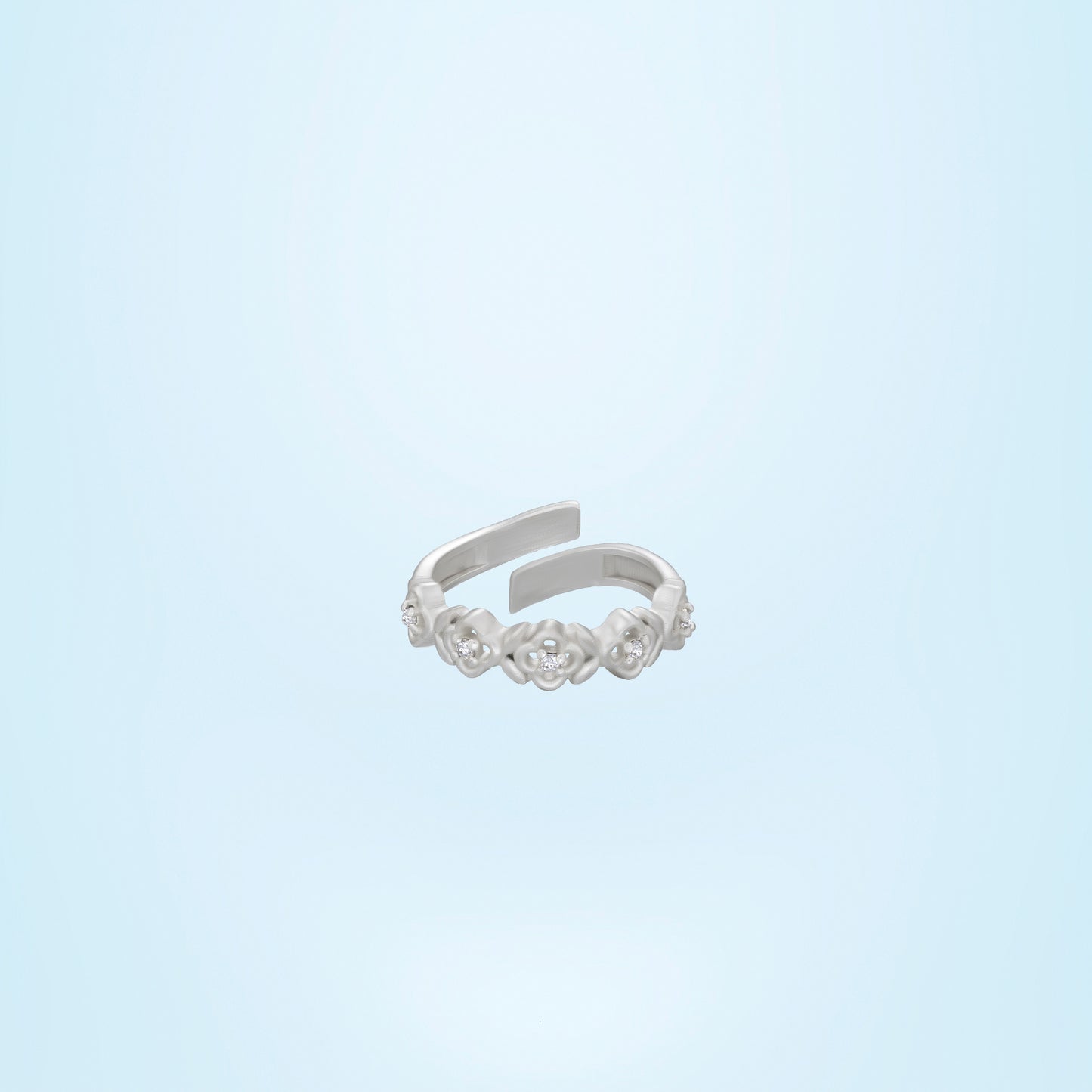 silver ring with diamonds