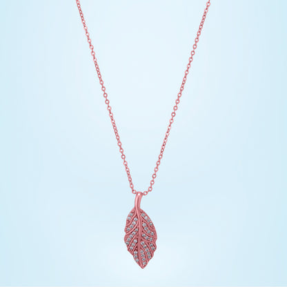 Rose Gold Necklace with a Pink Diamond Leaf Pendant