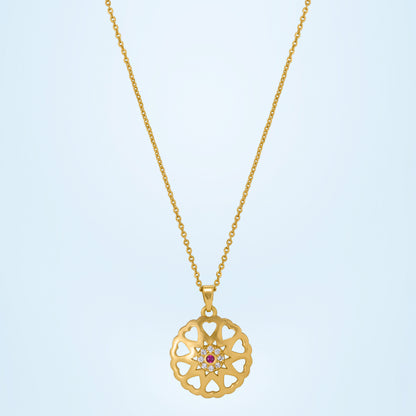 Golden Necklace with a Flower Design on it